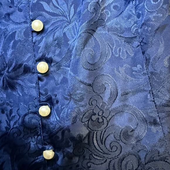 Vintage Victoria's Secret Women's Size M Blue Satin Lace Camisole Tank Button - Picture 6 of 12